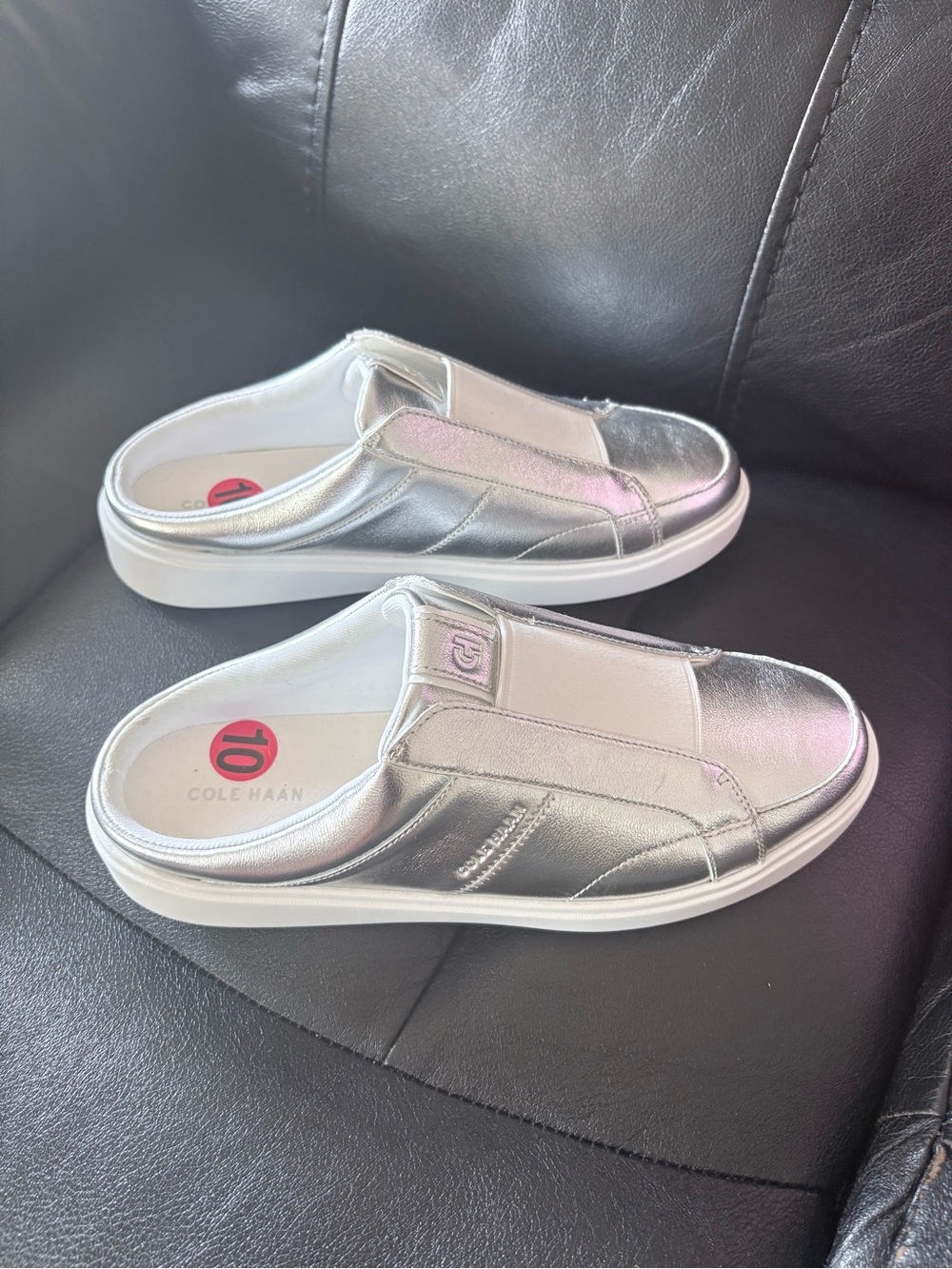 Cole Haan Kids Metallic Silver Slip-On Mule Sneakers